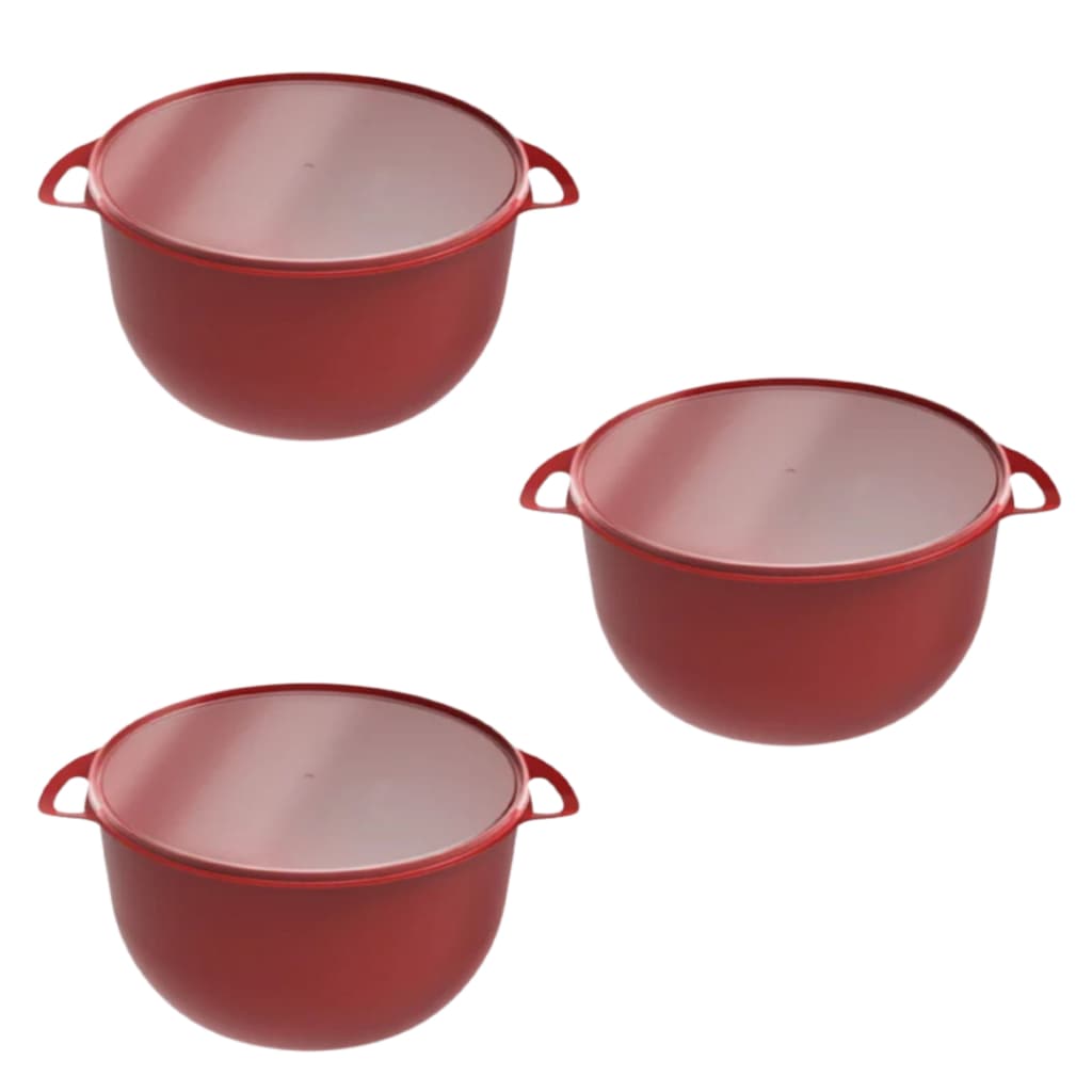 3 Potes Vasilhas Caçarola Plástico Redondo 6,5 litros Médio Saladeira