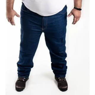 Calça Jeans Plus Size Masculina Elastano Lycra Azul Escuro Preta 50 52 54 56 58 60 62 64 66 68 70