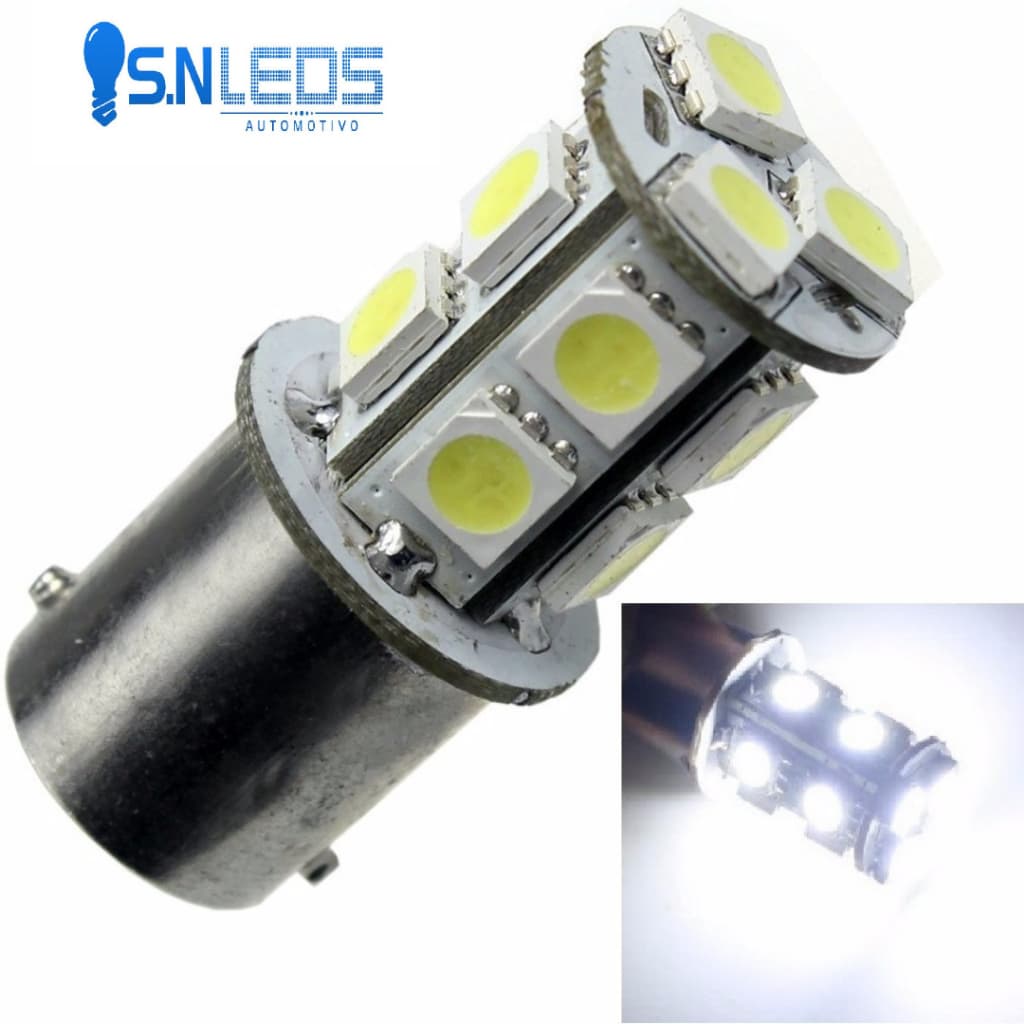 Lâmpada 13 Leds + Forte 2 Polos Lanterna Carro Moto Freio 13 leds lampada 2 polos CORES