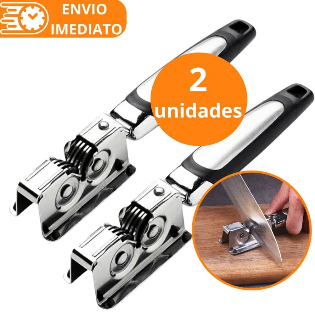 KIT 2 Afiador Amolador de Facas Aço Inox 3 Laminas Profissional para Casa Restaurante