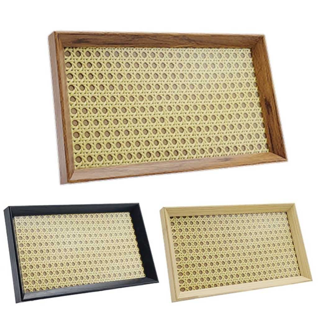 Bandeja Decorativa Retangular Organizadora Moderna Palha c/ Vidro Palhinha Indiana Redinha Rendinha