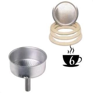 Kit Reparo Cafeteira Italiana 6 Cafés 1 Funil 1 Filtro e 3 Borracha