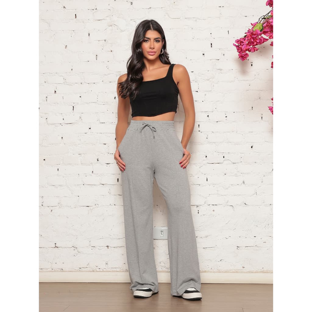Calça de moletinho grosso Feminina Tendencia 2025 Cos Alto calca pantalona