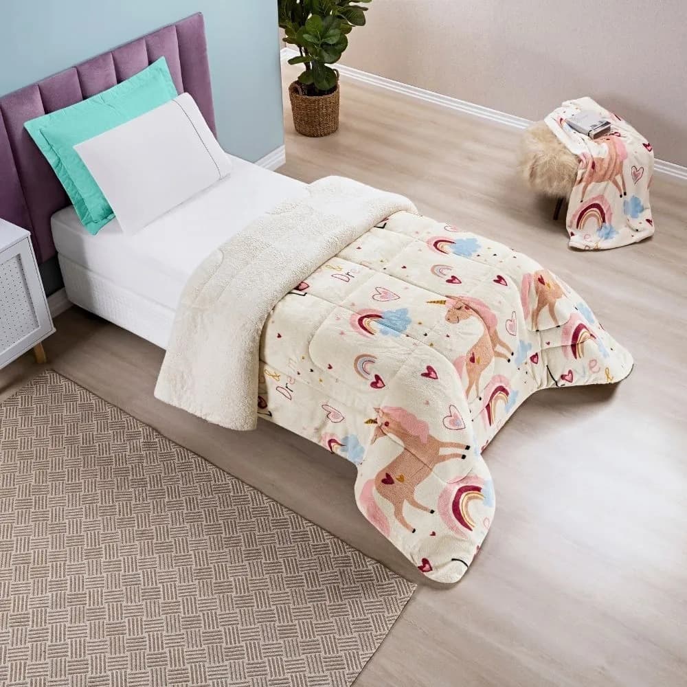 Coberdrom Infantil Solteiro Menino Menina Bout Kids Cobertor Estampado