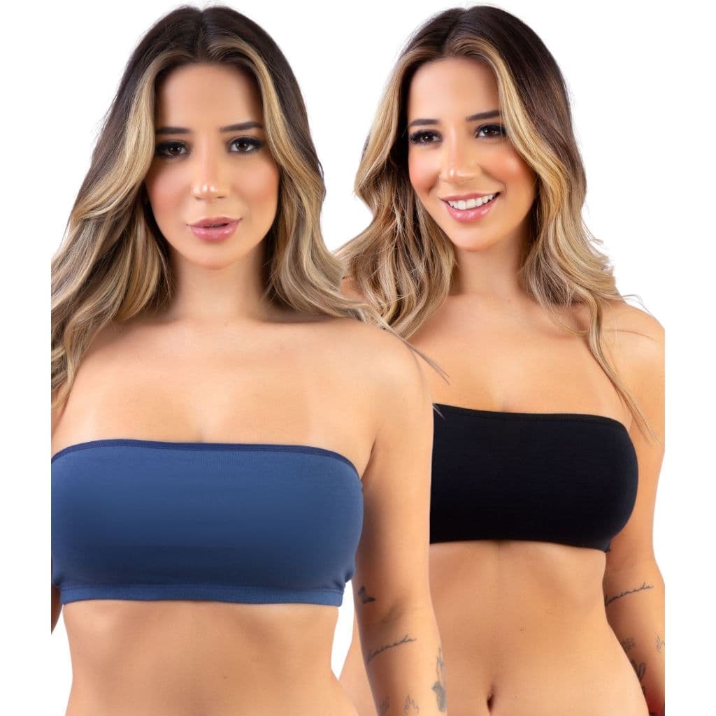 Kit 2 Top Tomara Que Caia Cotton Sutiã Faixa