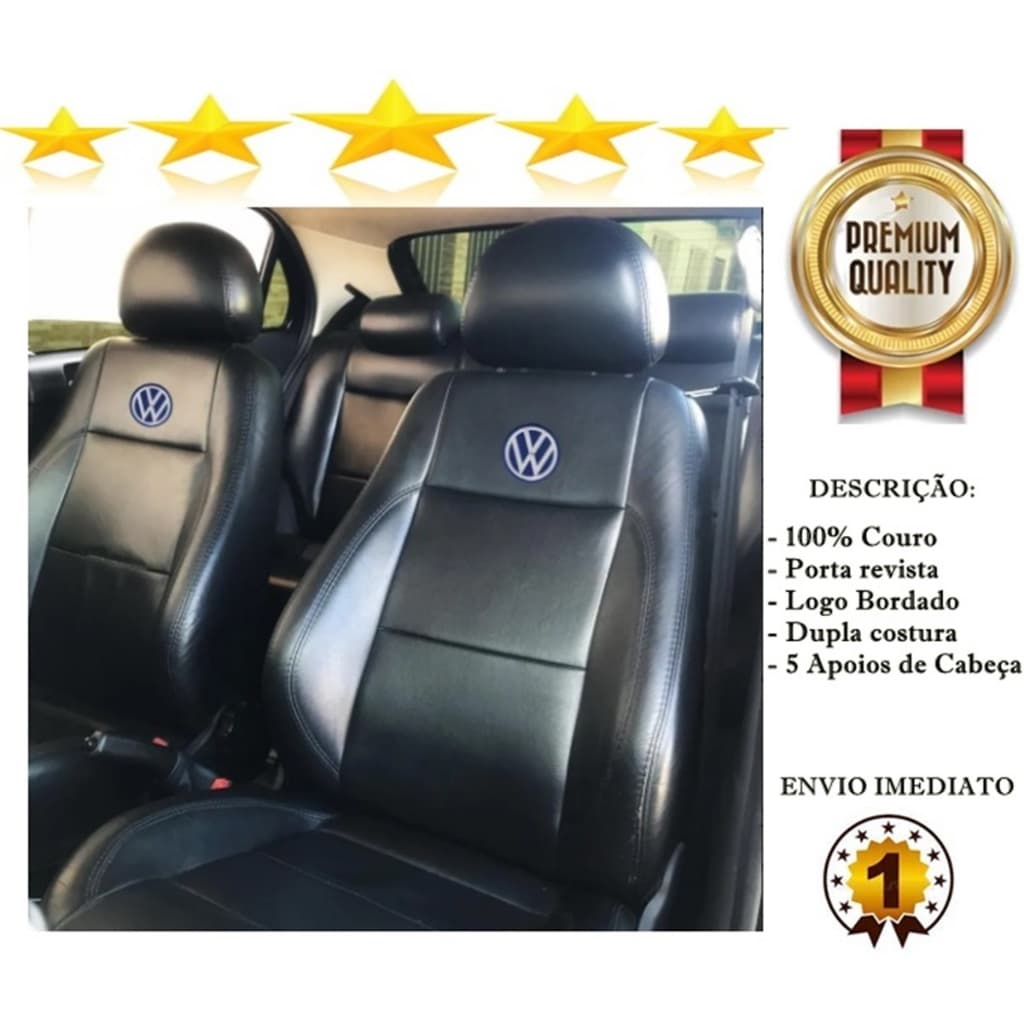 Capa Banco De Carro 100% Couro Vw Gol Voyage G2 G3 G4 G5 G6 G7 ref 666