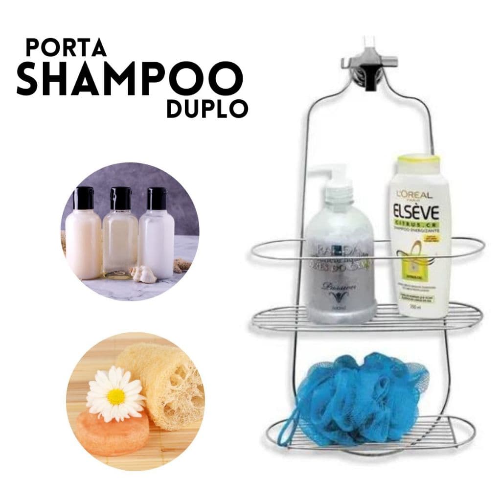 Porta Shampoo Prateleira Duplo Multiuso Registro Banheiro N069 Niquelart