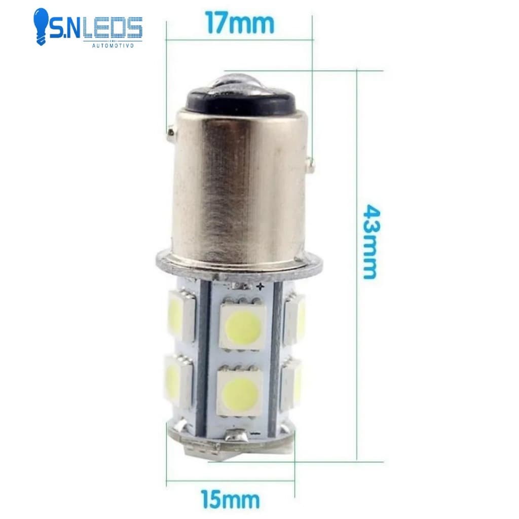 Lâmpada 13 Leds + Forte 2 Polos Lanterna Carro Moto Freio lampada 13 leds CORES