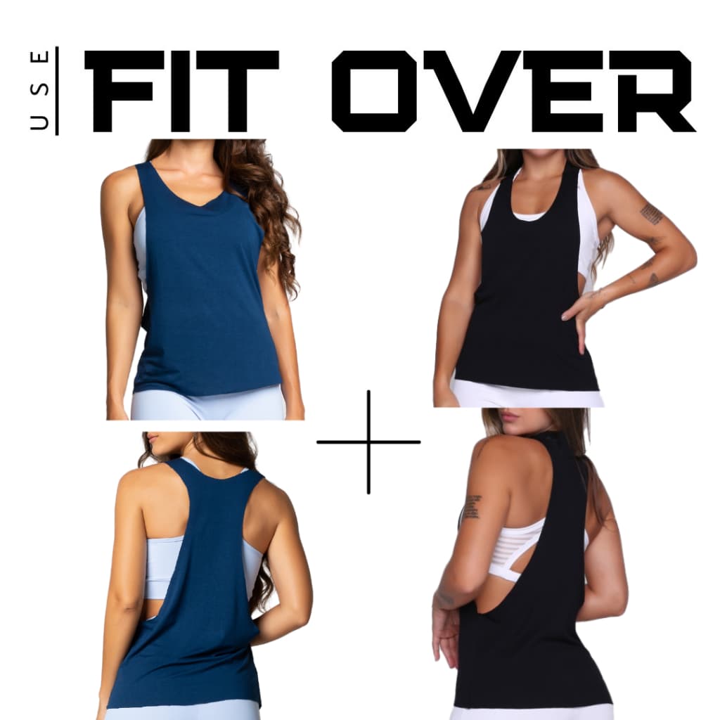 Kit 2 camisetas fitness -  cavada - azul + preta - academia - crossfit - fit over