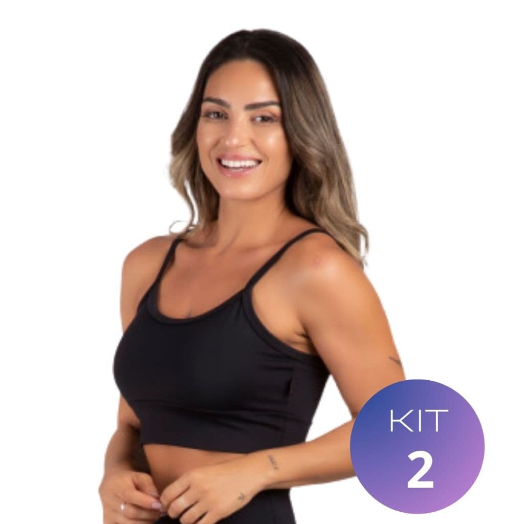 Kit 2 Top Feminino Nadador Top Fitness Academia Moda Bloguerinha Malhação