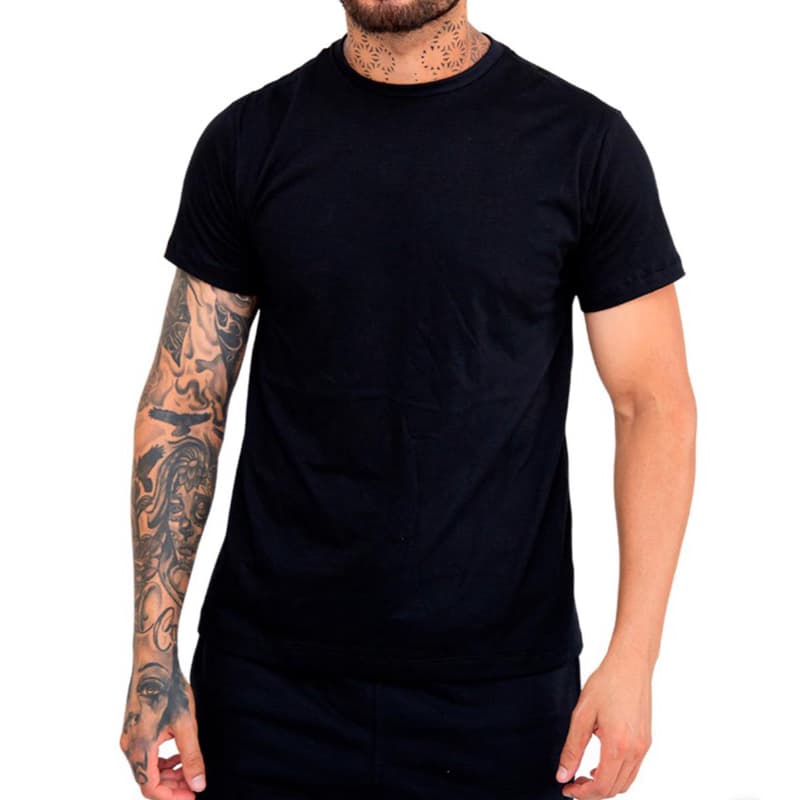 Camiseta Slim Masculina Lisa Básica Em Algodão Camisa