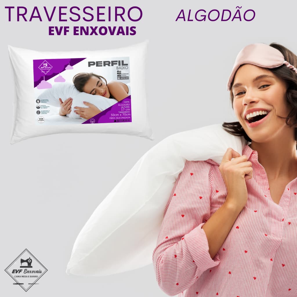 Travesseiro Alto Algodão Percal Com Enchimento Siliconado
