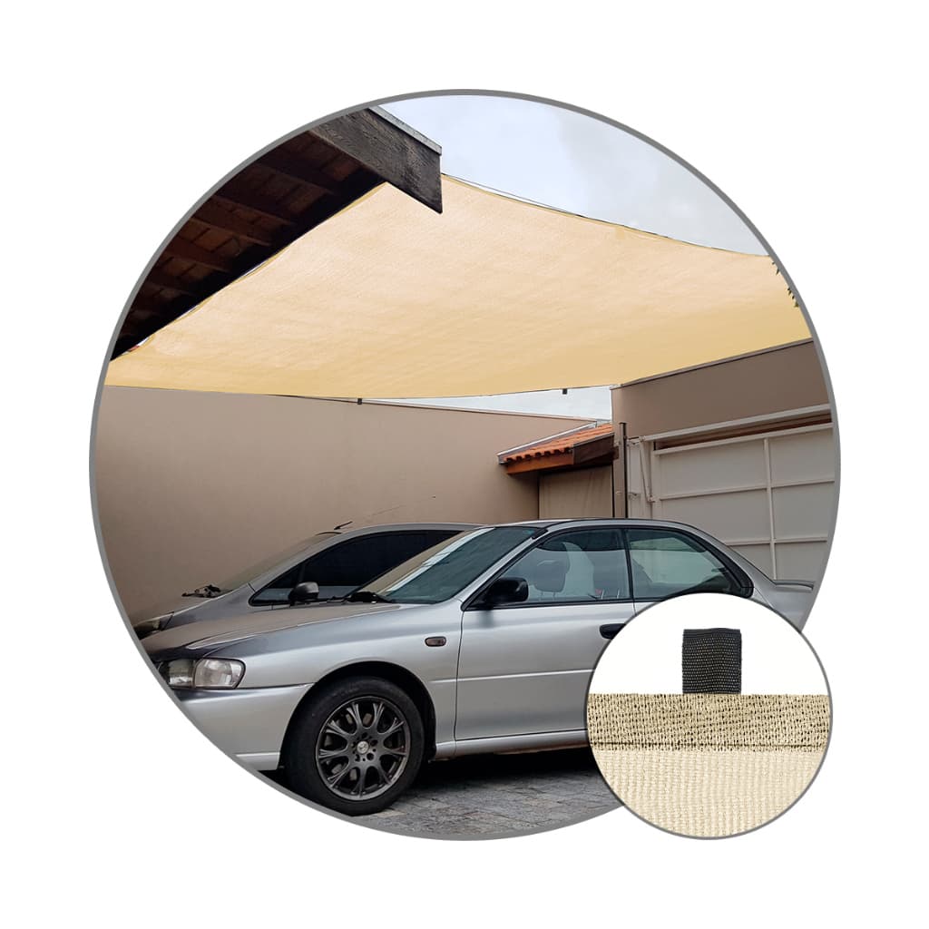 Tela Toldo 4x5 80% Areia Sombreamento Sombrite Proteção Acabamento Bainha Alças Cobertura Estacionamento Garagem