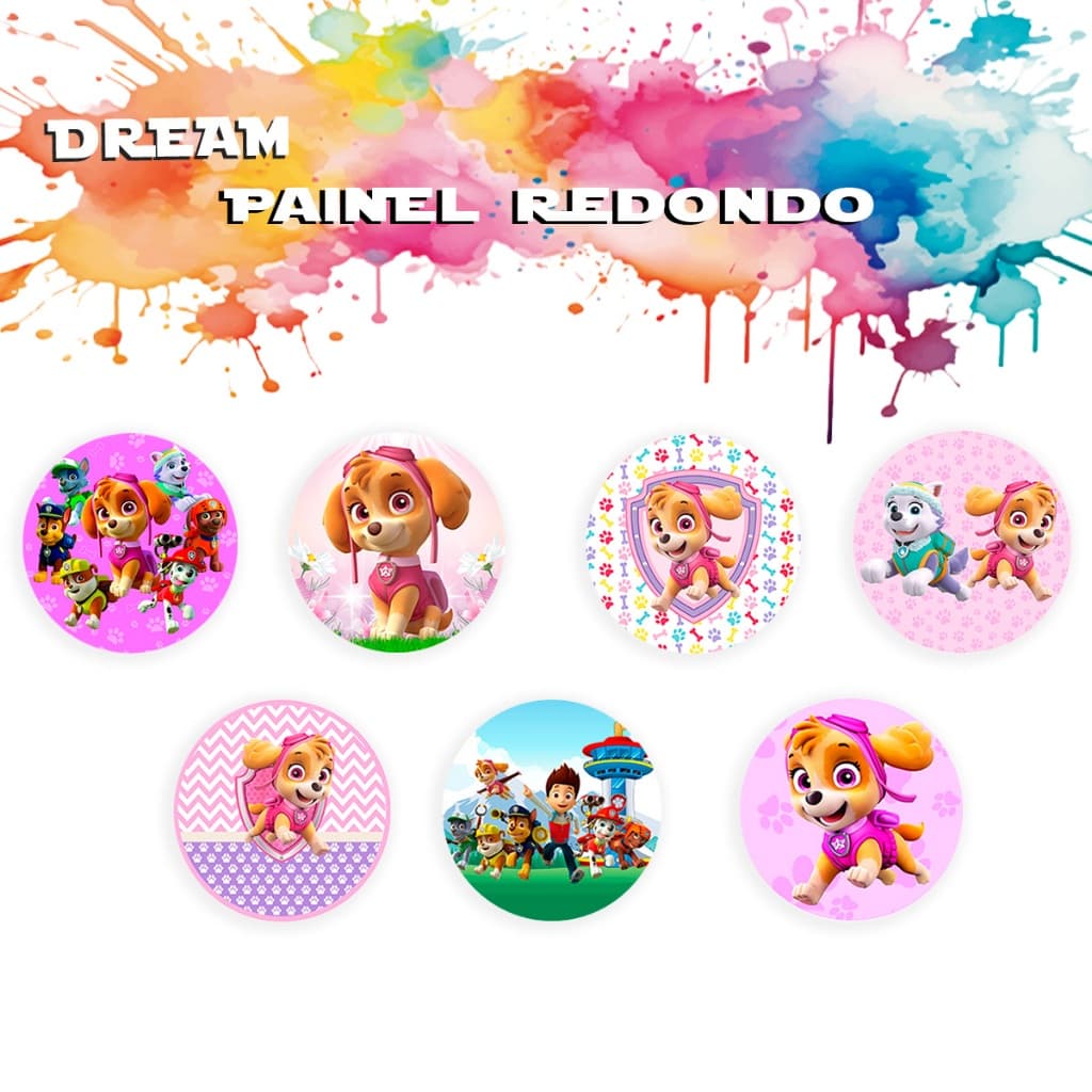 Capa Para Painel Para Festa Infantil Redondo Tematico Cachorro Patrulha Aniversario Crianças Malha decoração elegante
