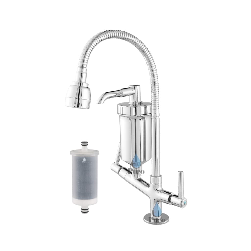 Torneira com Filtro Gourmet Flexível Bancada 1/4 de Volta com Refil
