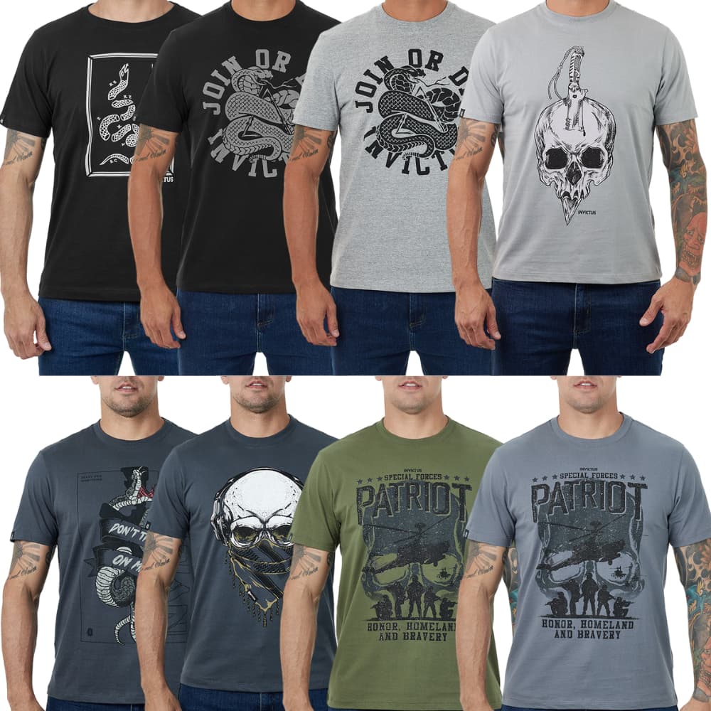 Camiseta Concept Invictus Regular Fit 100% Algodão Estampa Serigrafada - Várias Opções de Estampa