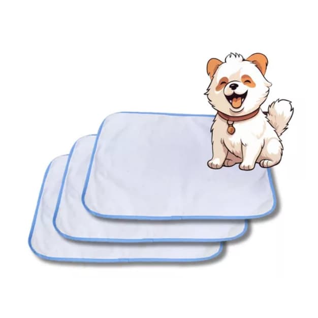 Kit 9 Tapetes Higiênicos Laváveis 70x50 Branco com Borda Azul Frete Grátis