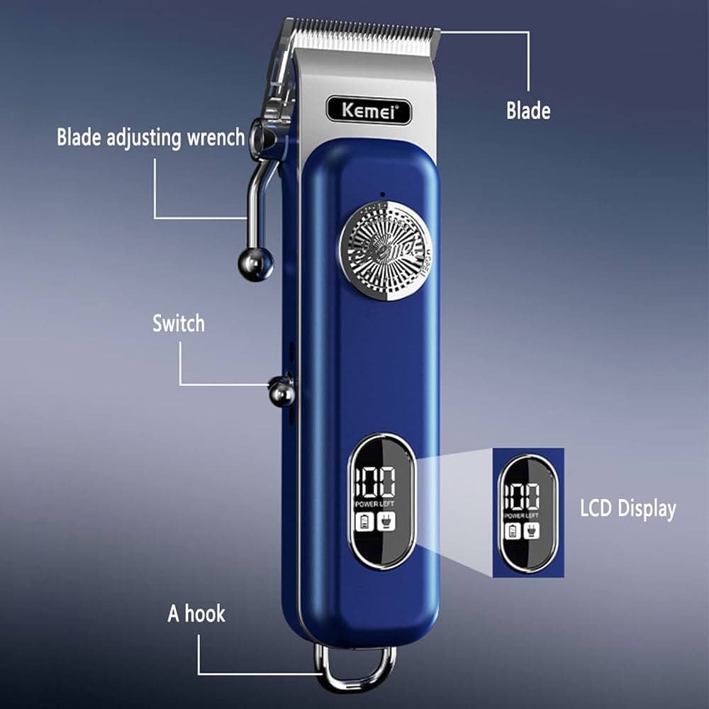Kemei Professional Fade Clipper LCD Display Recarregável + capa extra - no box