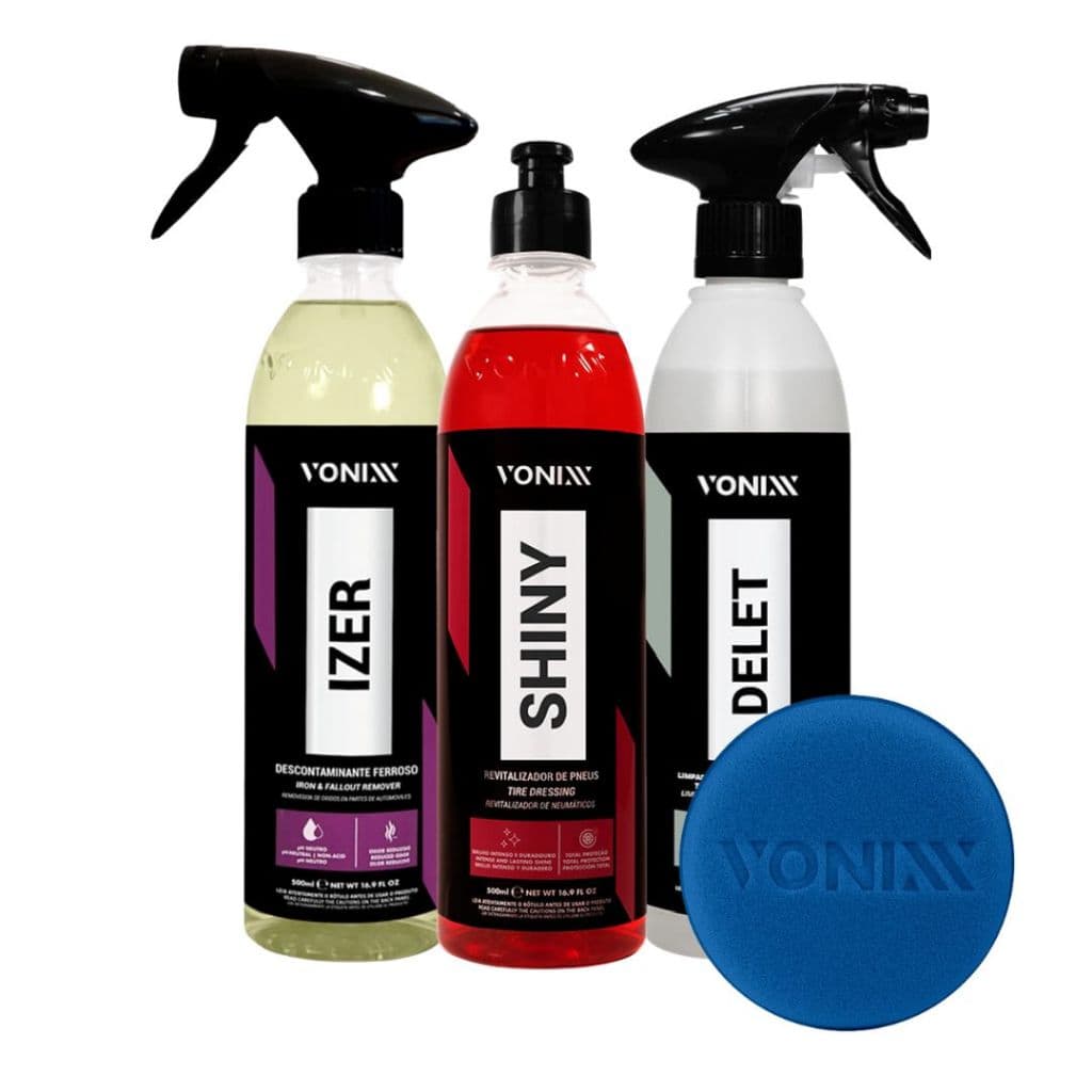 Kit Vonixx Delet Limpador Pneus Borrachas Izer Descontaminante Ferroso Shiny Pretinho
