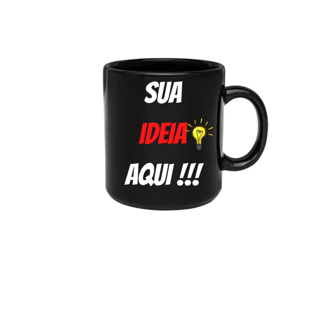 Caneca Personalizada Preta com sua logo arte ou ideia