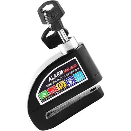 Alarme de bloqueio de disco + trava de freio a disco alarme de motocicleta com som de 110 db, cadeado de roda de segurança antirroubo à prova d'água para bicicleta de scooter (Cinza))