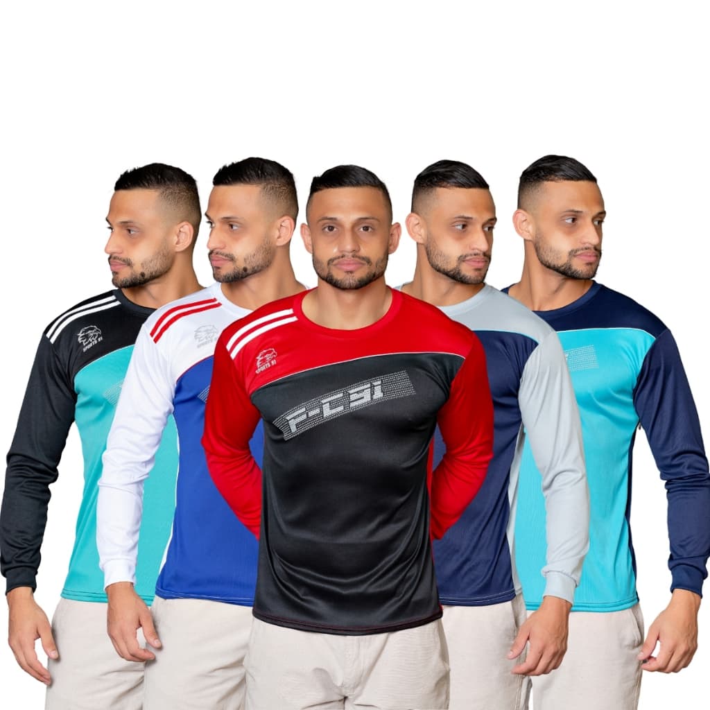 Kit 5 Camisa Masculina Manga Longa Esportiva Dry Fit Academia