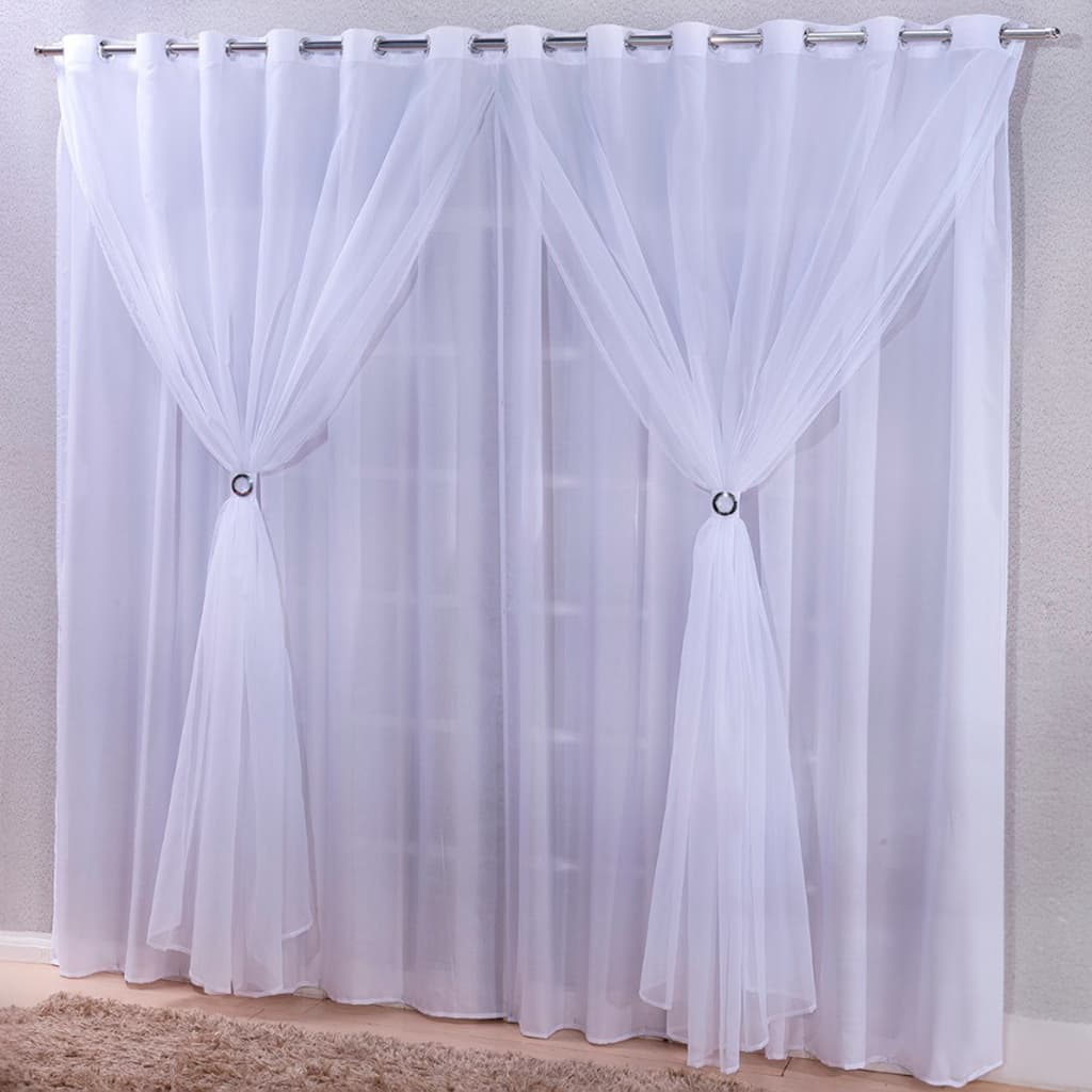 Cortina De Forro com Voil 6,00 x 2,30 Especial Para Sala, Quarto, Escritório...