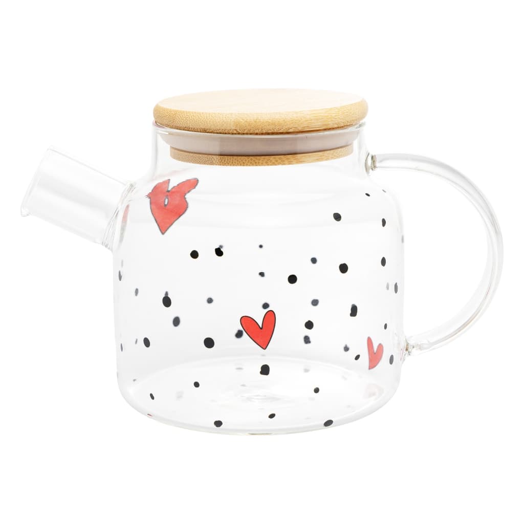 Chaleira de Vidro Borossilicato Transparente Estampada Coração 600ml - Chá