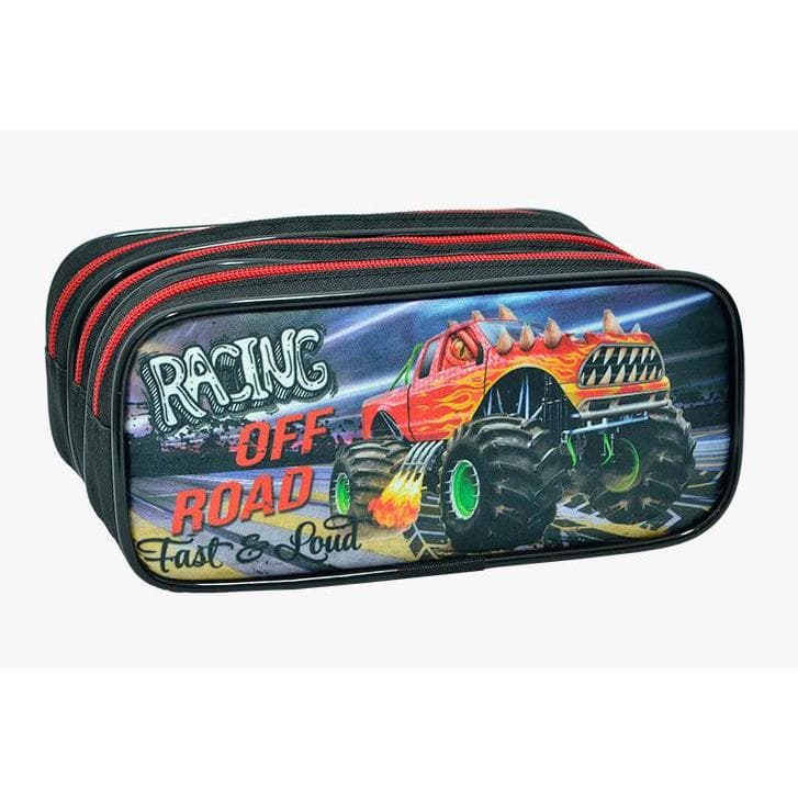 Estojo Escolar Triplo Monster Truck Estojos Kids