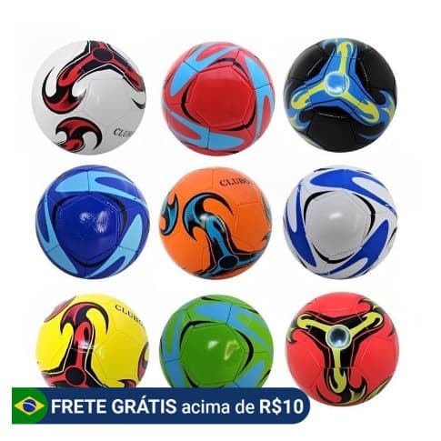 10 Bola Futebol  Tamanho Grande e Pequeno VARIAÇÃO Costurada couro sintético