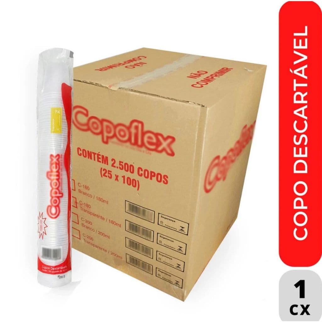 Copo Plástico Descartável 200ml Econômico Agua Refrigerante Caixa 2500Un