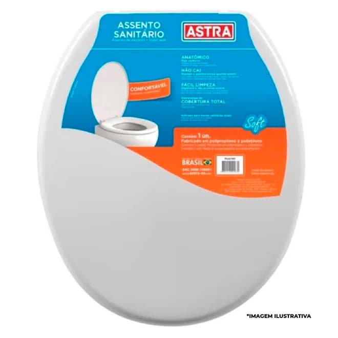 Assento Sanitário plástico branco convencional oval 1 unidade SOFT Astra