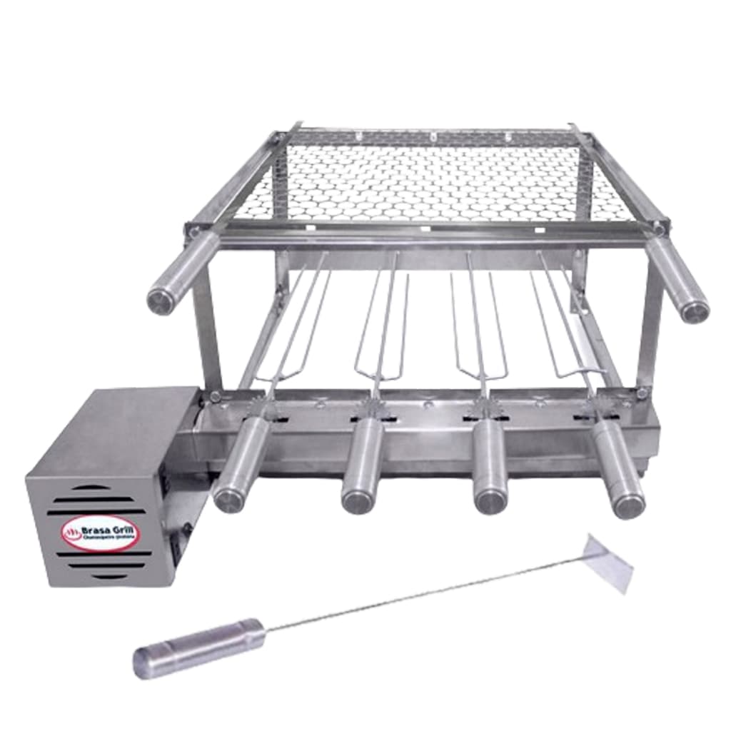 Brasa Grill Tradicional Gira 4 Espetos Churrasqueira Elétrica Giratória Bi Volts
