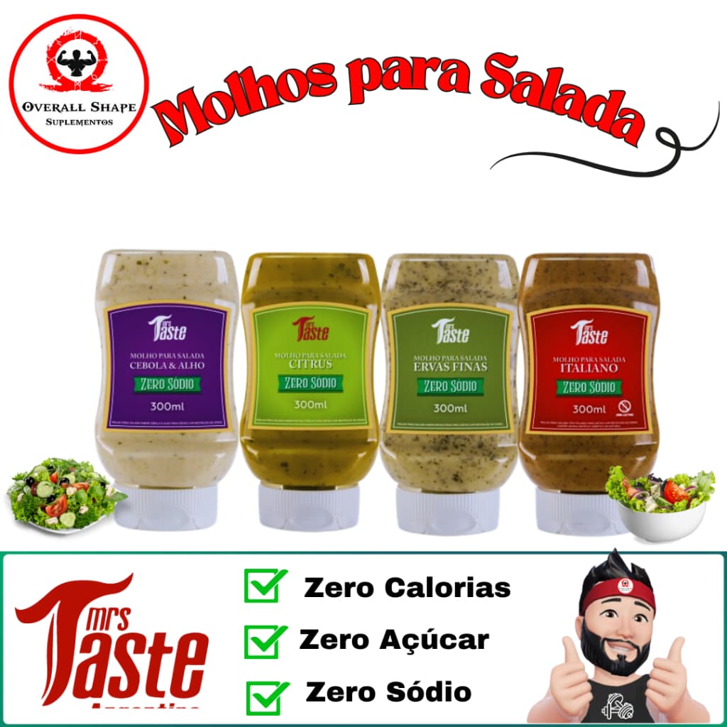 Molhos para Salada 300ml Baixo em Sódio Fitness - Mrs Taste