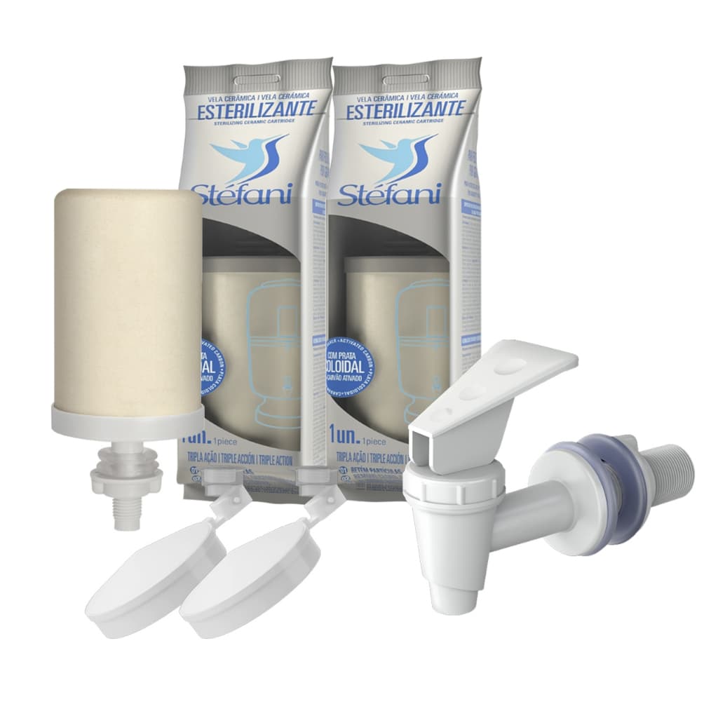 Kit 2 Velas Filtro Barro Tripla Ação Esterilizante + 2 Boias + Torneira Oferta