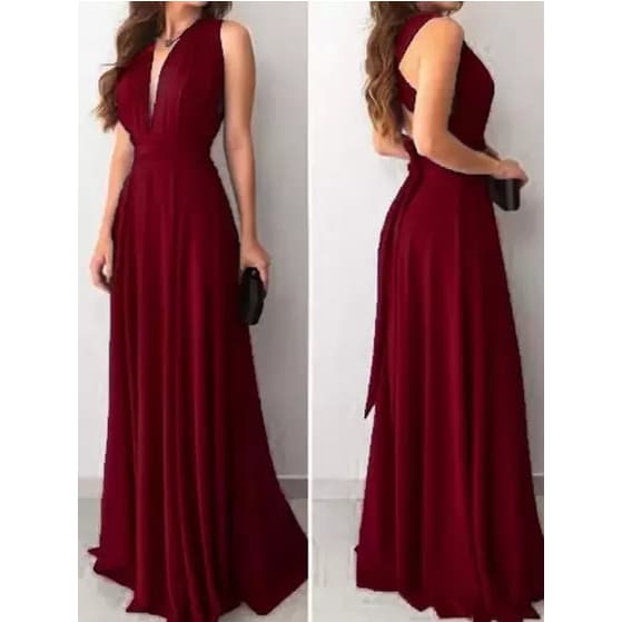 Vestido Marsala de Festa Longo Madrinha  casamento Formanda Multiuso