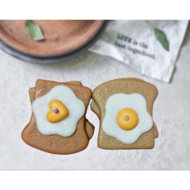 Mini Velinha ovo com pão P/ vela artesanal/ cera vegetal/ vela temática