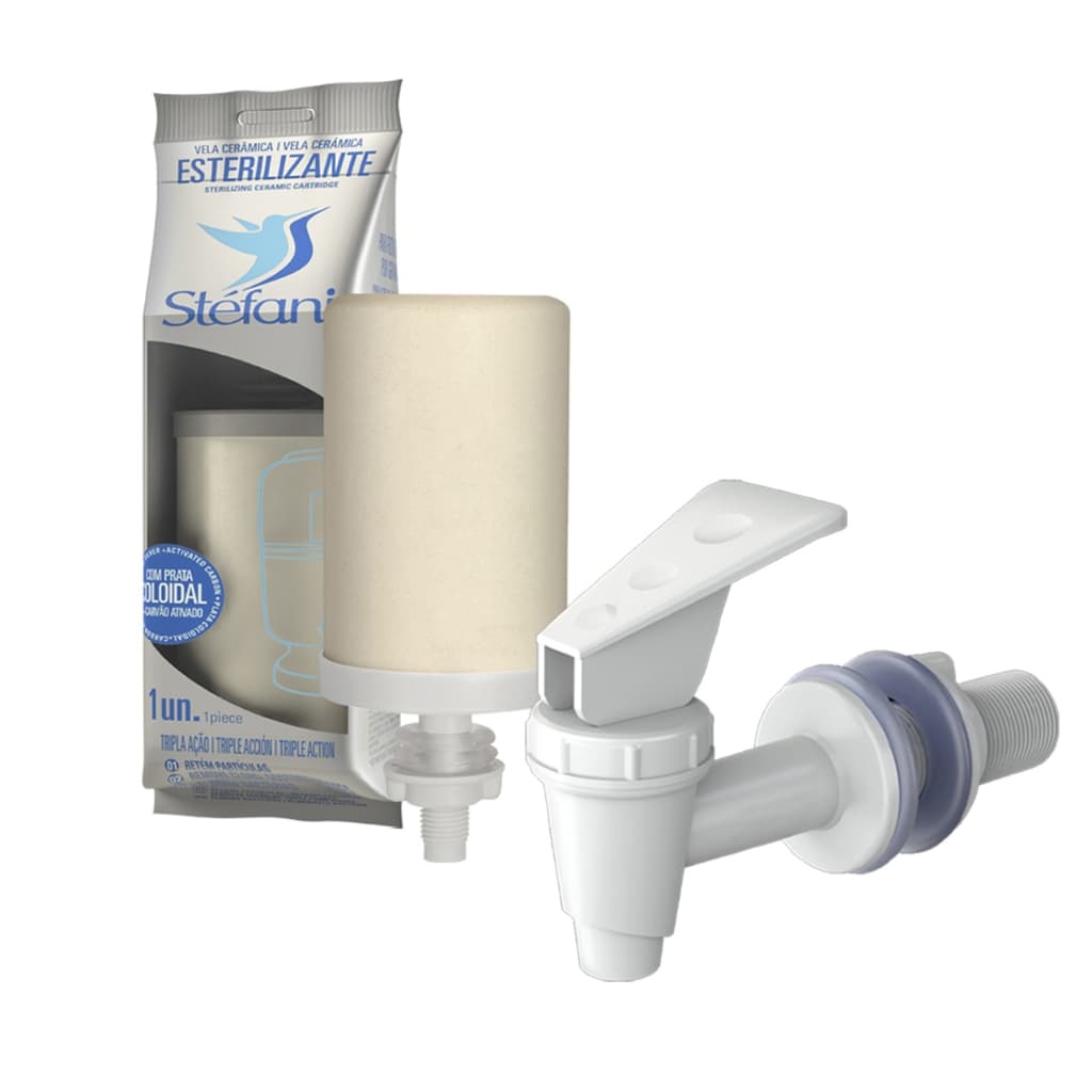 Kit Vela  Tripla Ação Esterilizante Original São João + Torneira Ideal P/ Filtro Barro ou Gravidade