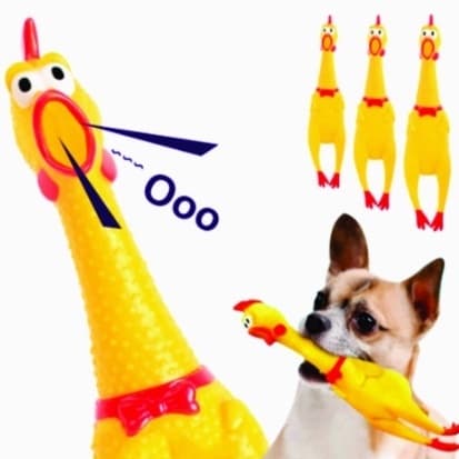 Brinquedo Pet Estilo Galinha Cor Amarela Faz Barulho Tamanho 28CM