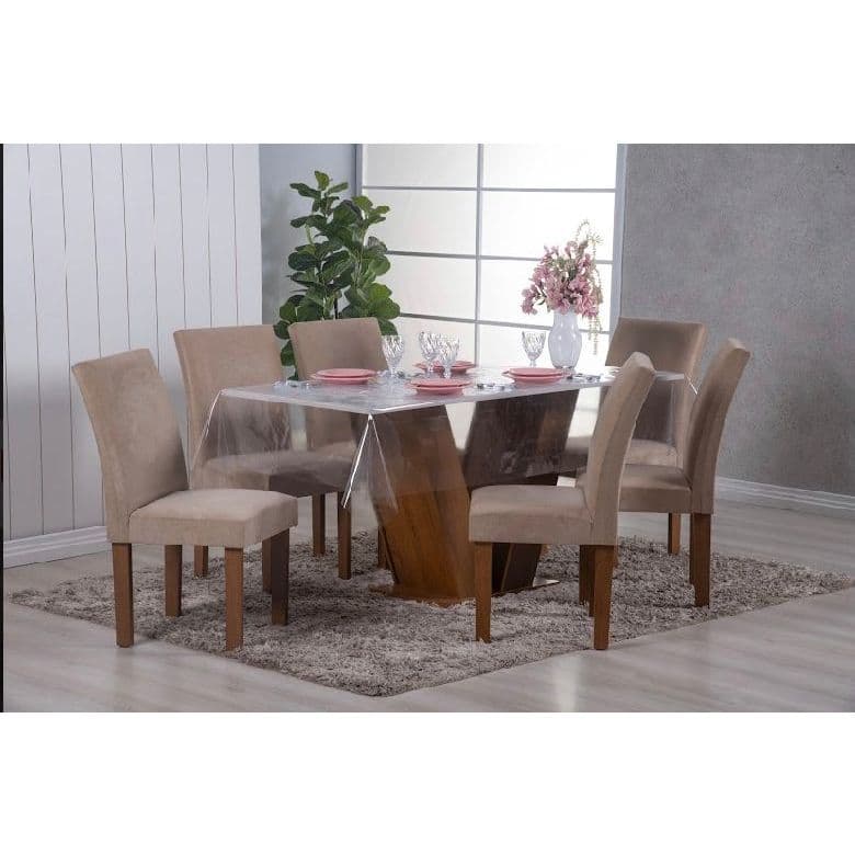 Toalha de Mesa 8 Cadeiras Plástico Pvc Transparente Impermeável 2,5mX1,4m