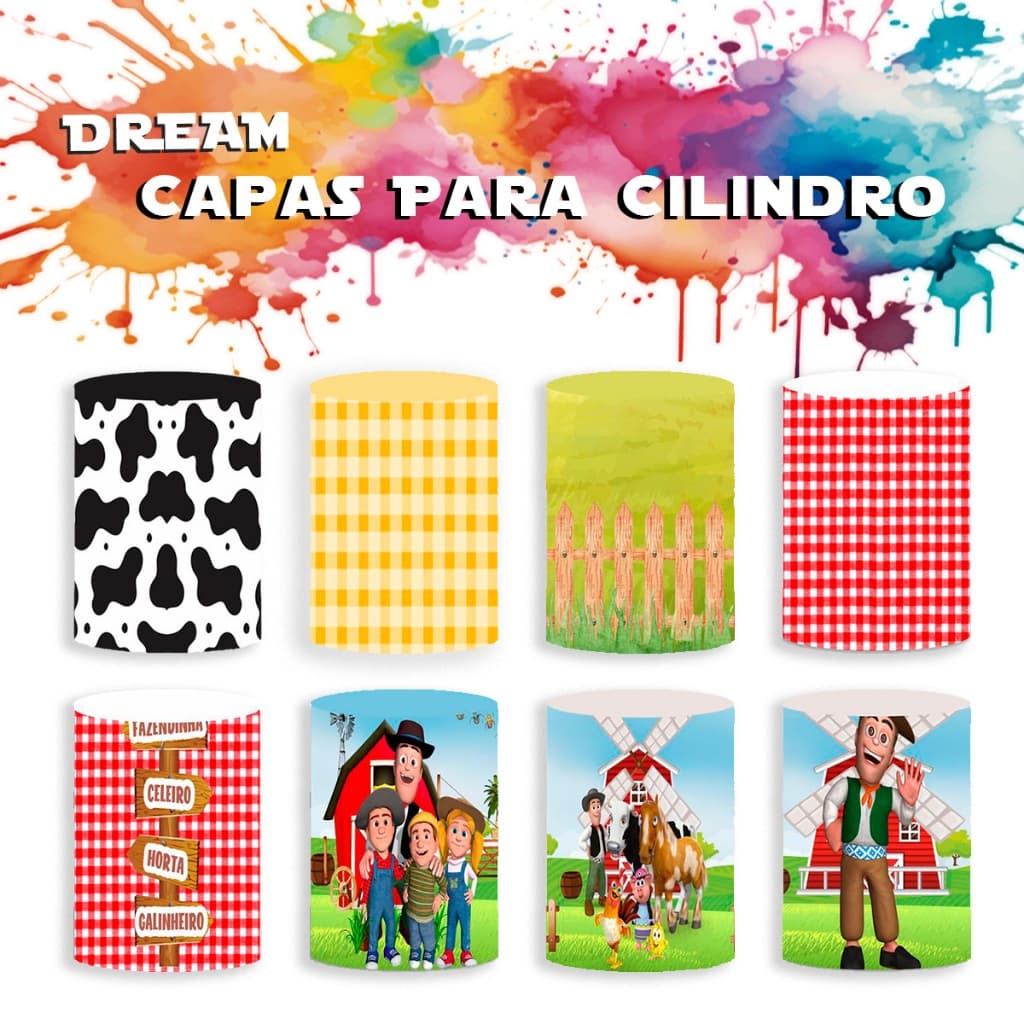 Capas Para Cilindro Decorativo Tematico Fazendinha Aniversario Festa Cenario Criança Infantil