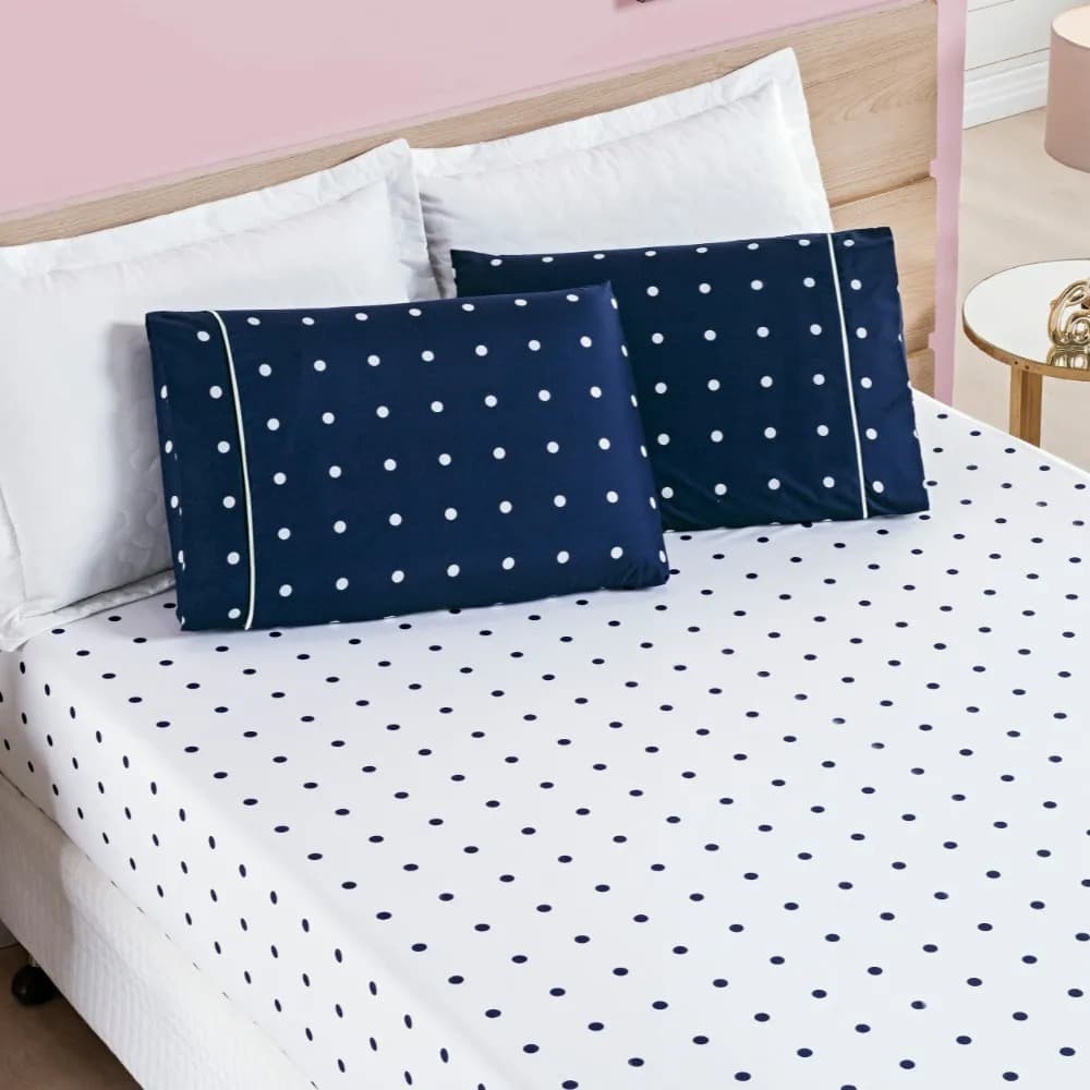 Jogo De Cama Petit Poá Casal Padrão Queen King Solteiro Micro Percal Lençol Com Elástico e Fronhas