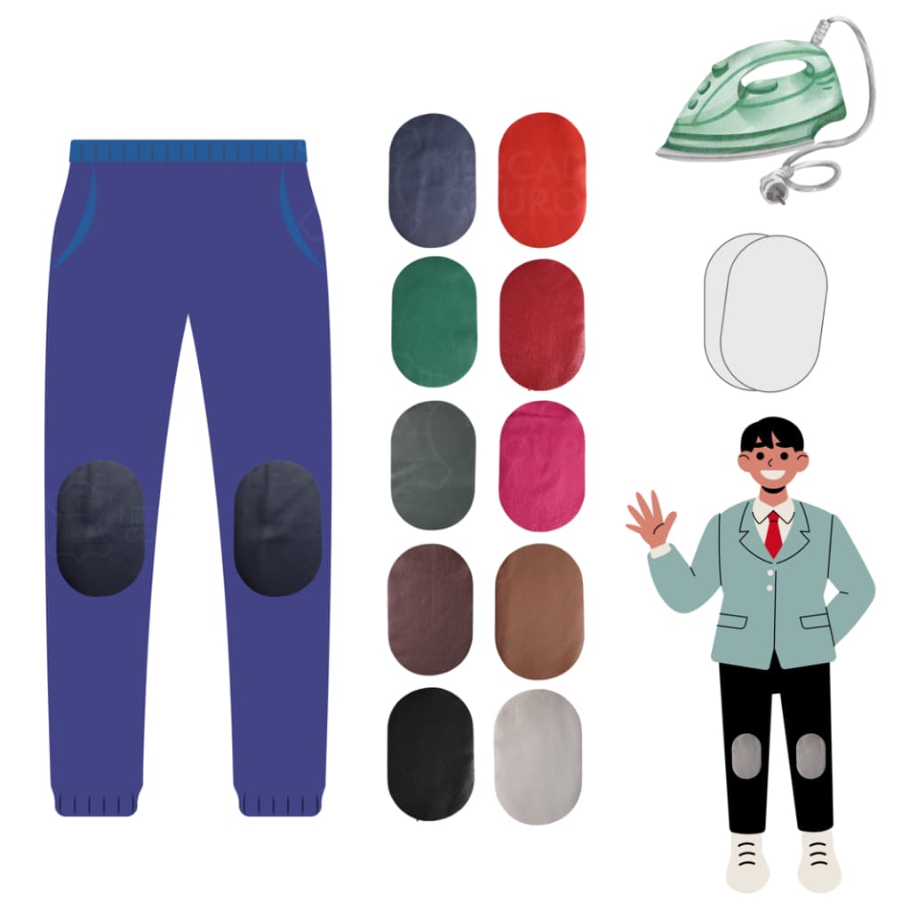 3 Pares Joelheira 100% Couro Termocolante Calça Infantil