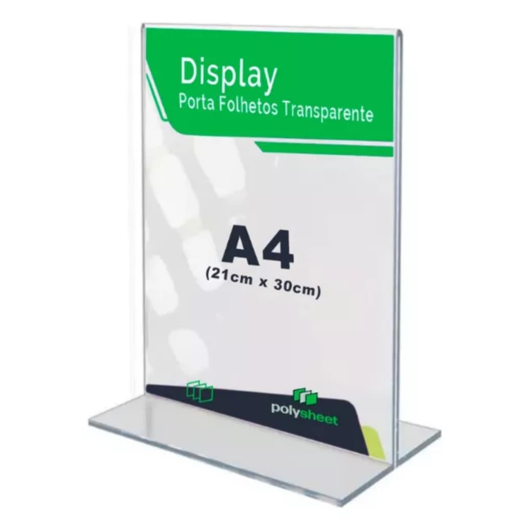 Display T Acrílico Mesa Balcão Toten Escritório Qr Code Expositor A4