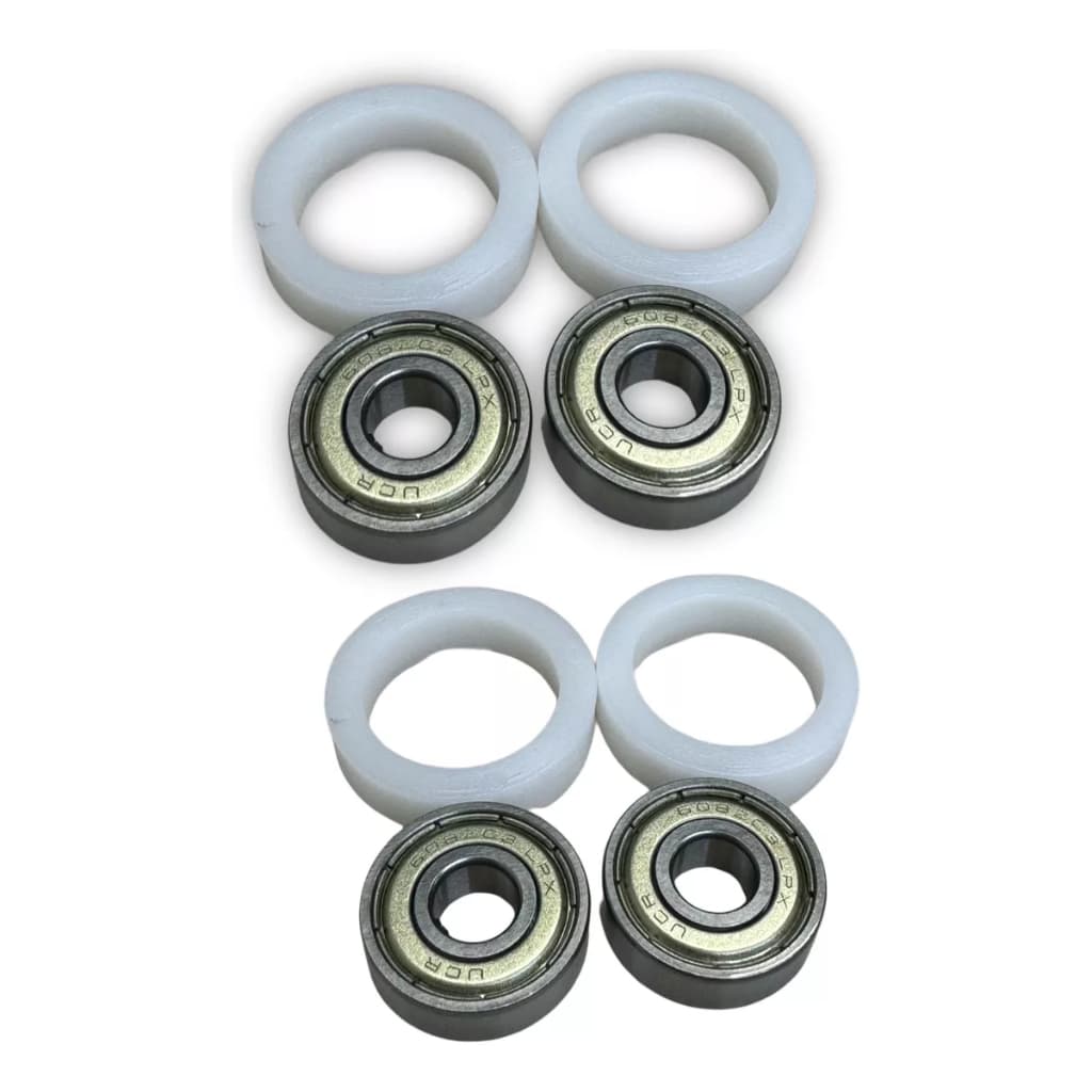Kit 4 Calços Suporte + 4 Rolimãs Rolamento 608 P/ Circulador e Ventilador