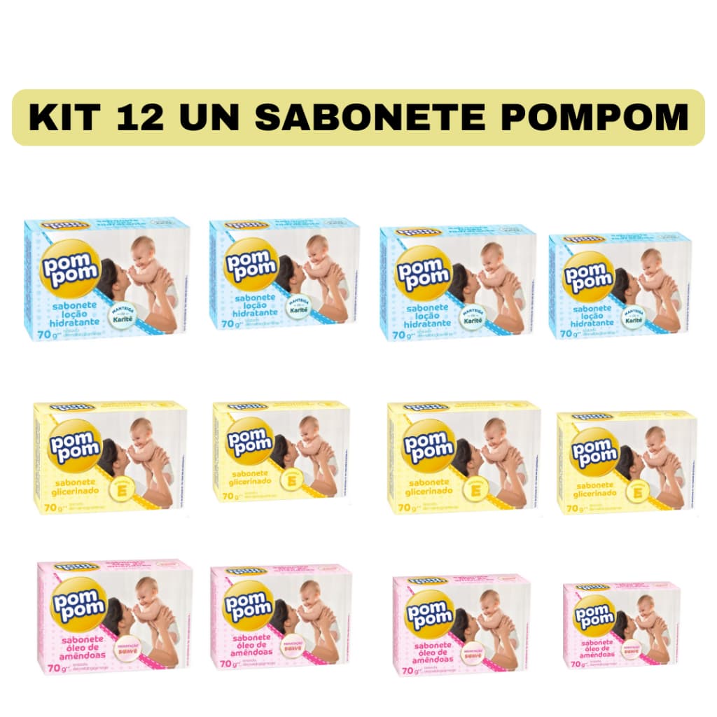 Sabonete Infantil Bebê PomPom 12 Unidades Varias Frangâncias