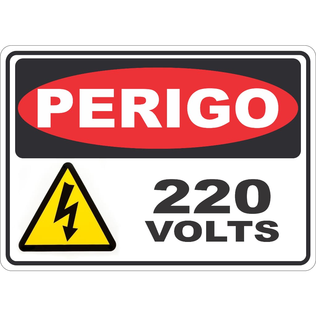 ADESIVO PLACA AVISO SINALIZAÇÃO ATENÇÃO PERIGO 220 VOLTS 15X21 CM OU 21X30CM AUTO COLANTE AMBIENTE INTERNO E EXTERNO FACIL APLICAÇÃO