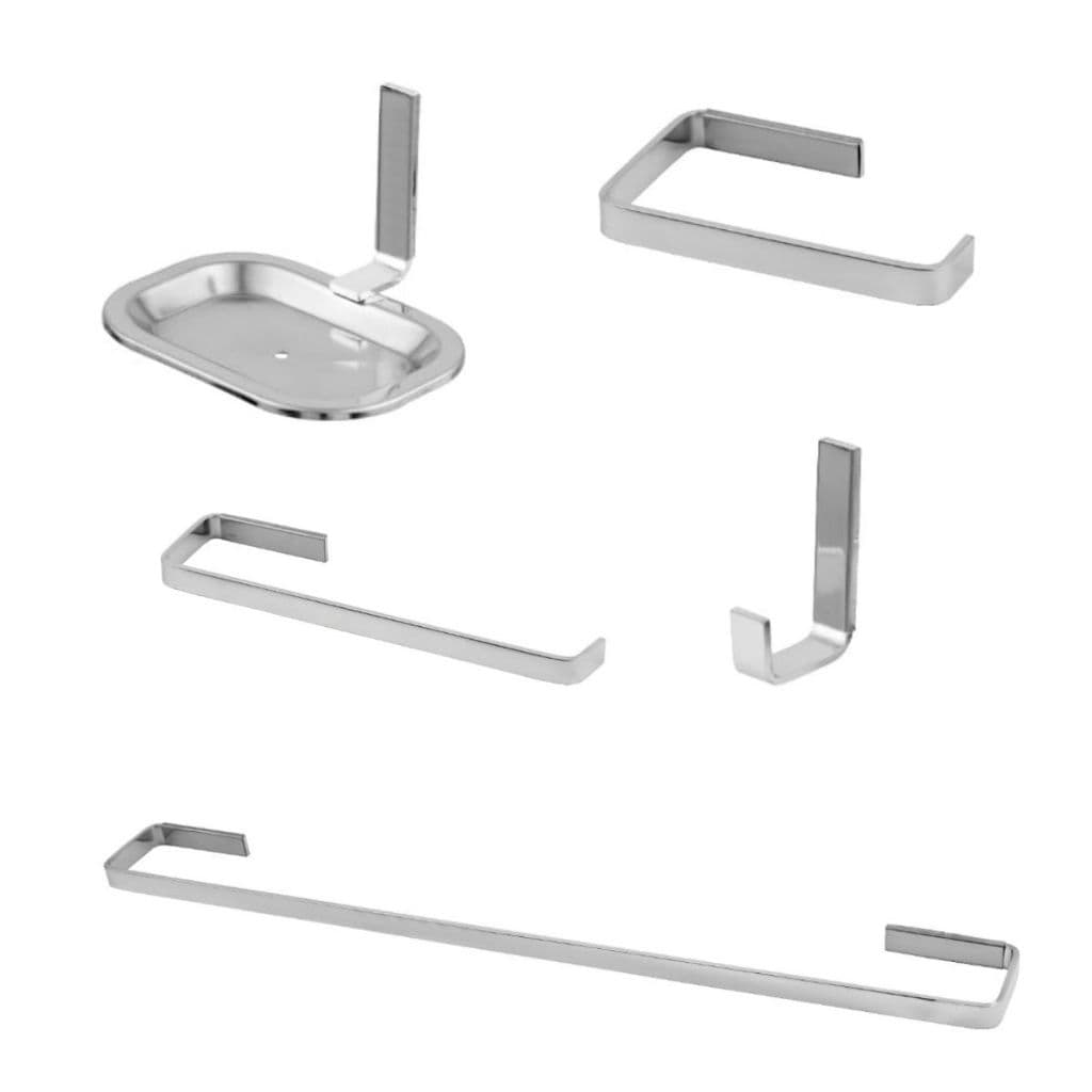 KIT ACESSÓRIOS BANHEIRO PAREDE MODELO STANDARD POLIDO 5 PEÇAS