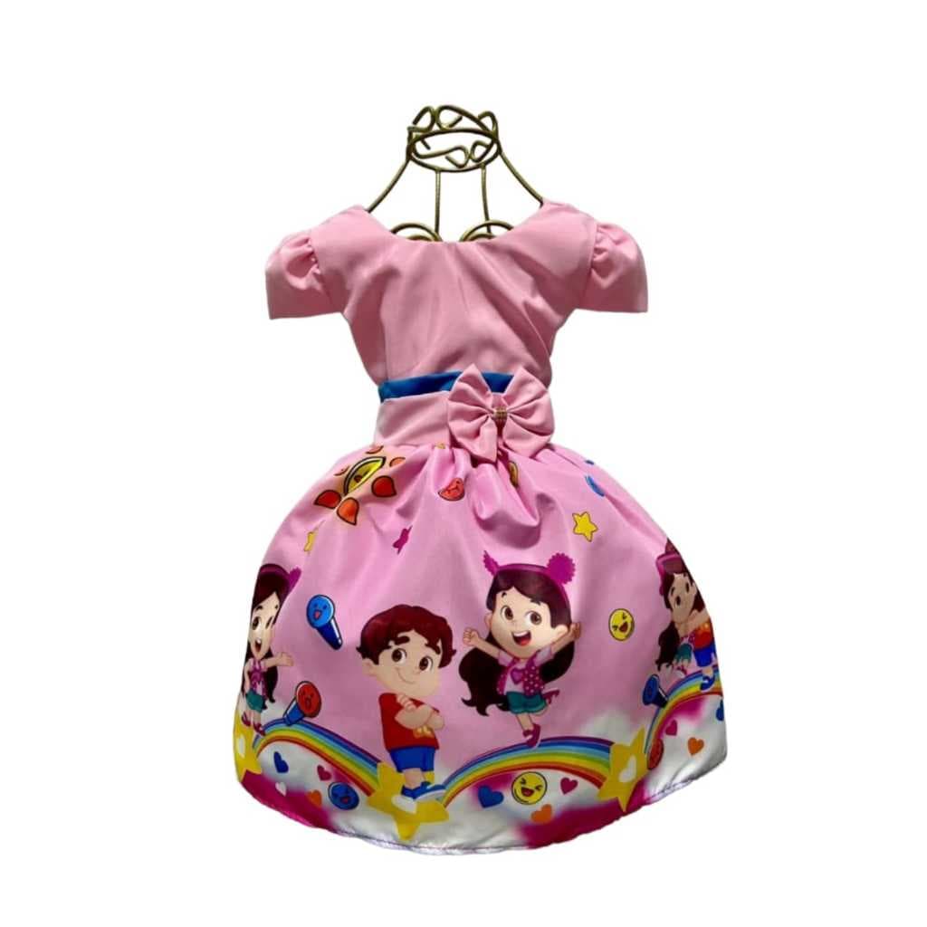 Vestido Infantil Temático Aniversários e Festas.