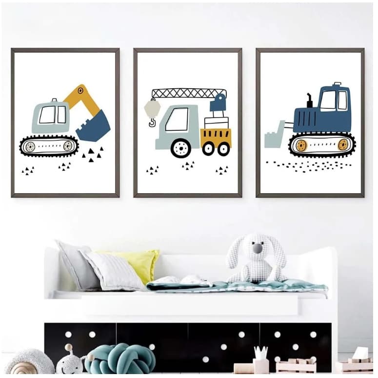 Quadros decorativos infantil Mini tratores (3 peças) 40x60